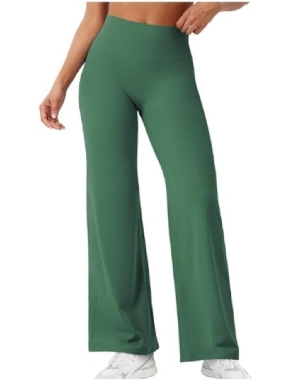 Yeoreo High-Waist Wide-Leg No Front Seam Leggings — Forest Green